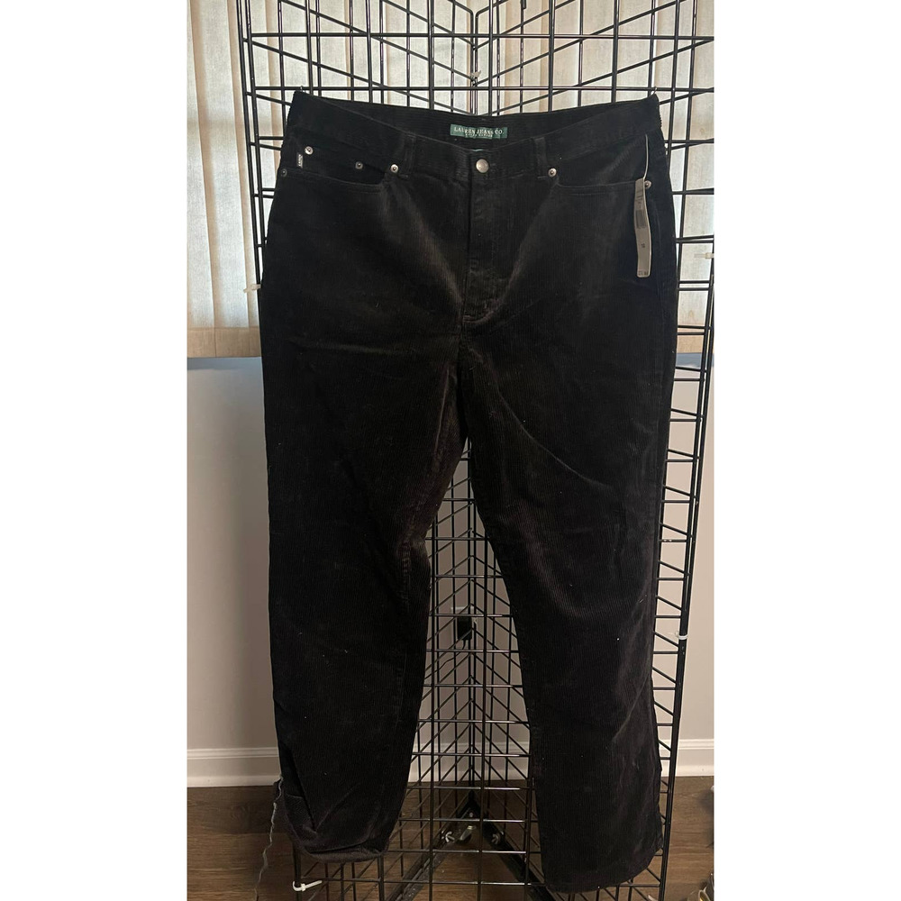 NWT Lauren Jeans Co Corduroy Black Pants Sz 16